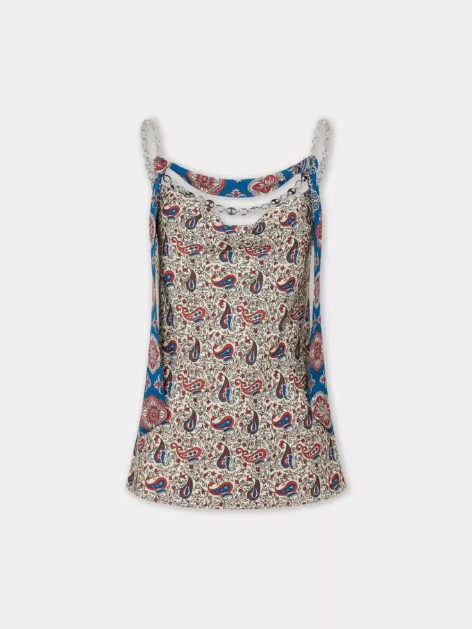 Tanktop i trykt sateng