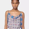 Tanktop i trykt sateng