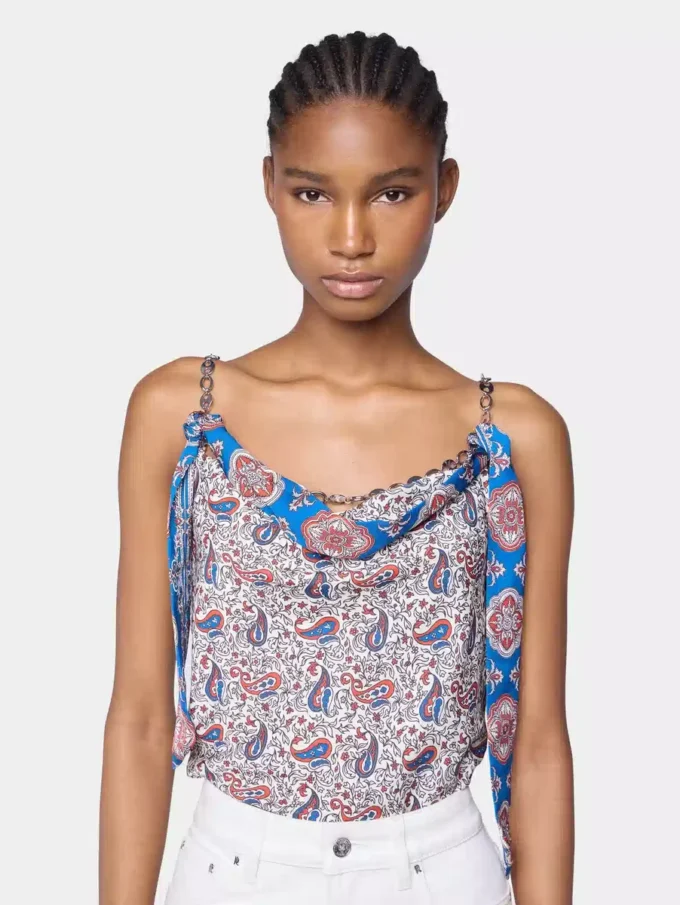 Tanktop i trykt sateng