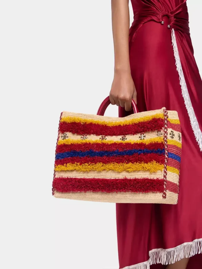 Tote bag i raffia med stropper
