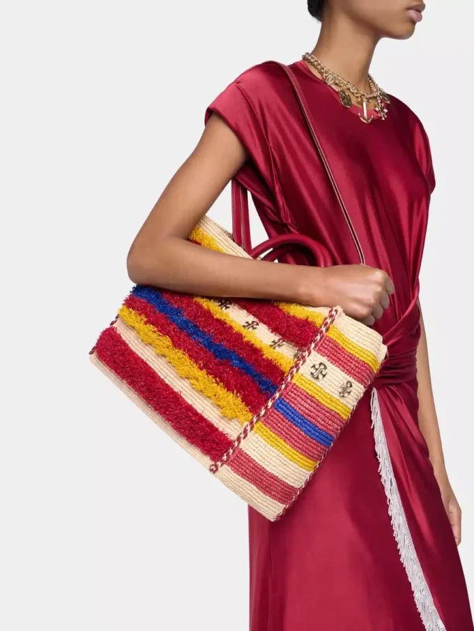 Tote bag i raffia med stropper