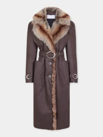 Trenchcoat med fuskepelsbesetning