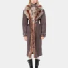 Trenchcoat med fuskepelsbesetning
