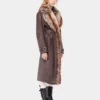 Trenchcoat med fuskepelsbesetning