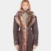 Trenchcoat med fuskepelsbesetning