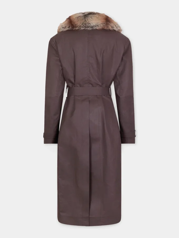 Trenchcoat med fuskepelsbesetning