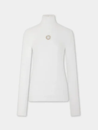 Turtleneck-top i børstet strikk