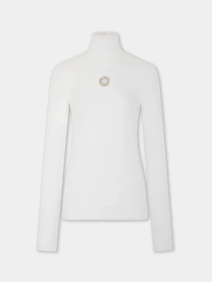 Turtleneck-top i børstet strikk