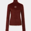 Turtleneck-top i børstet strikk