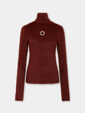 Turtleneck-top i børstet strikk