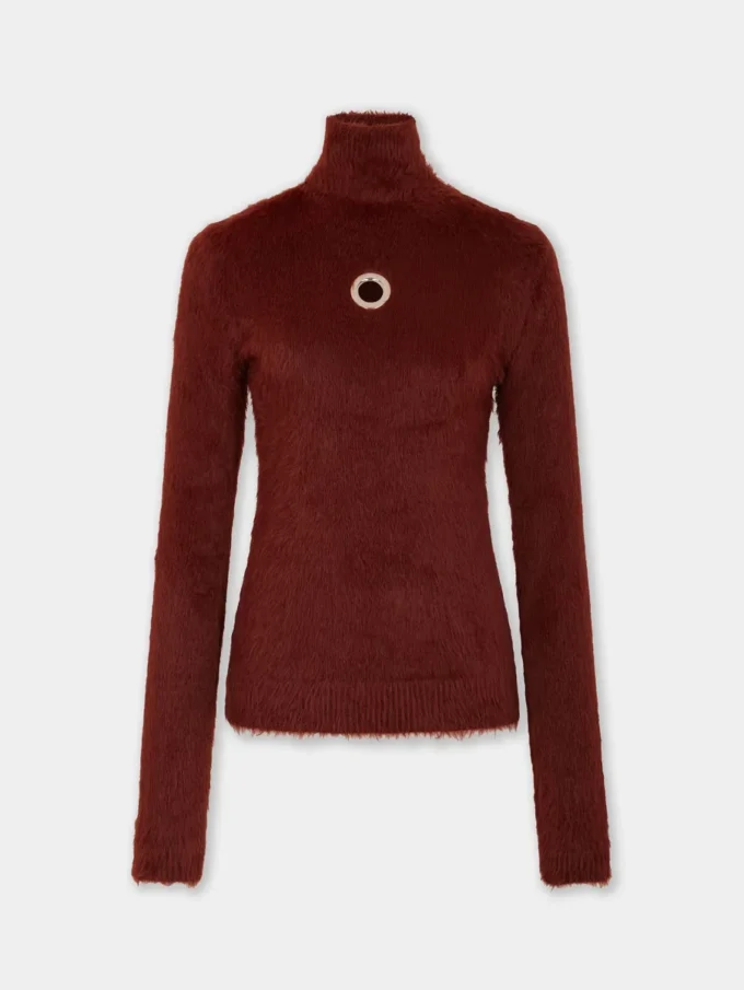 Turtleneck-top i børstet strikk