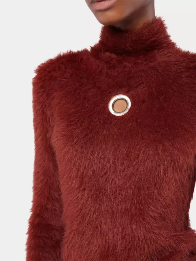 Turtleneck-top i børstet strikk