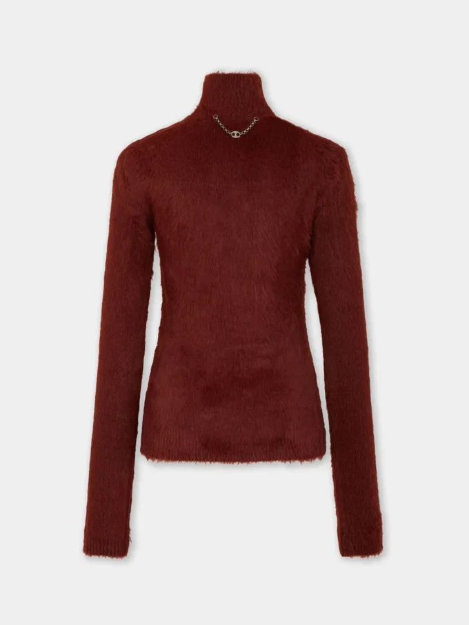 Turtleneck-top i børstet strikk
