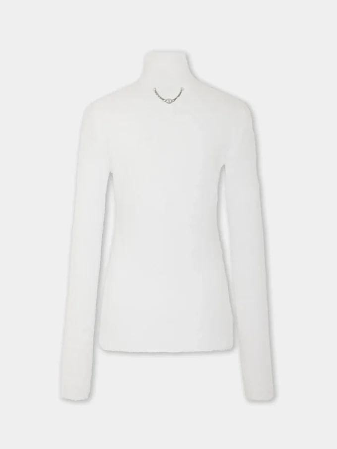 Turtleneck-top i børstet strikk