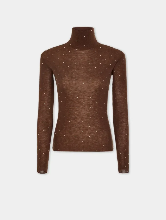 Turtleneck-top i ull som sitter som et ekstra hudlag